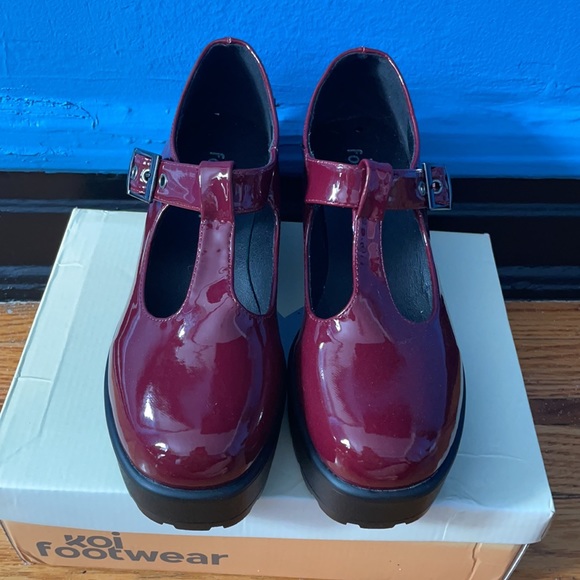 Mary Jane Burgundy Platforms - Picture 2 of 4